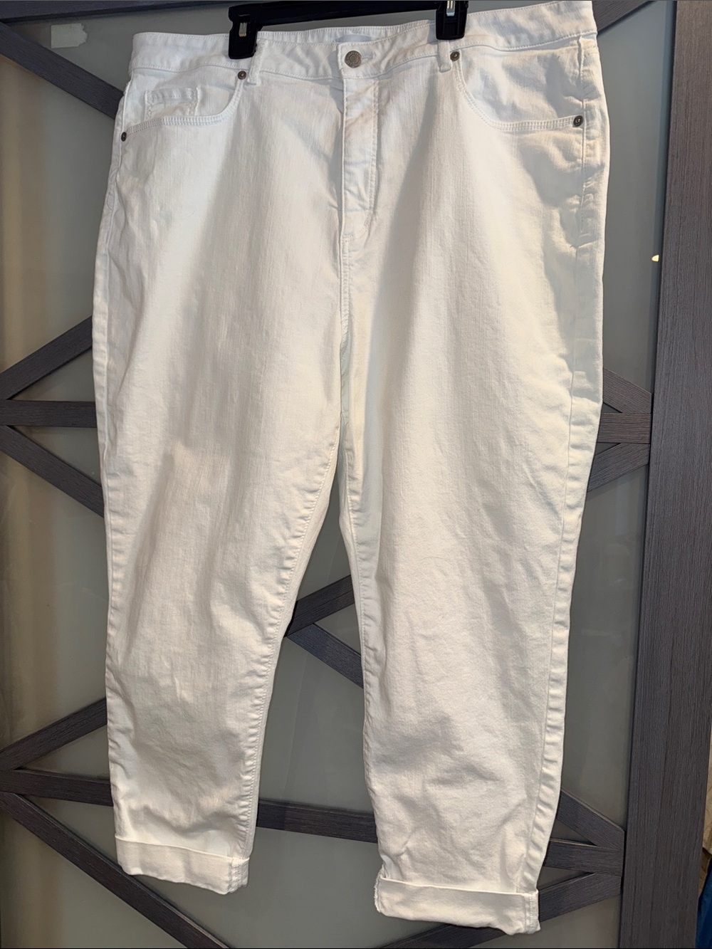 Loft The Skinny White Cuffed Denim Jeans